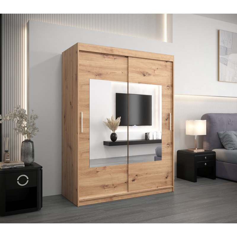 Milvin 3 Door Manufactured Wood Wardrobe, Artisan Oak