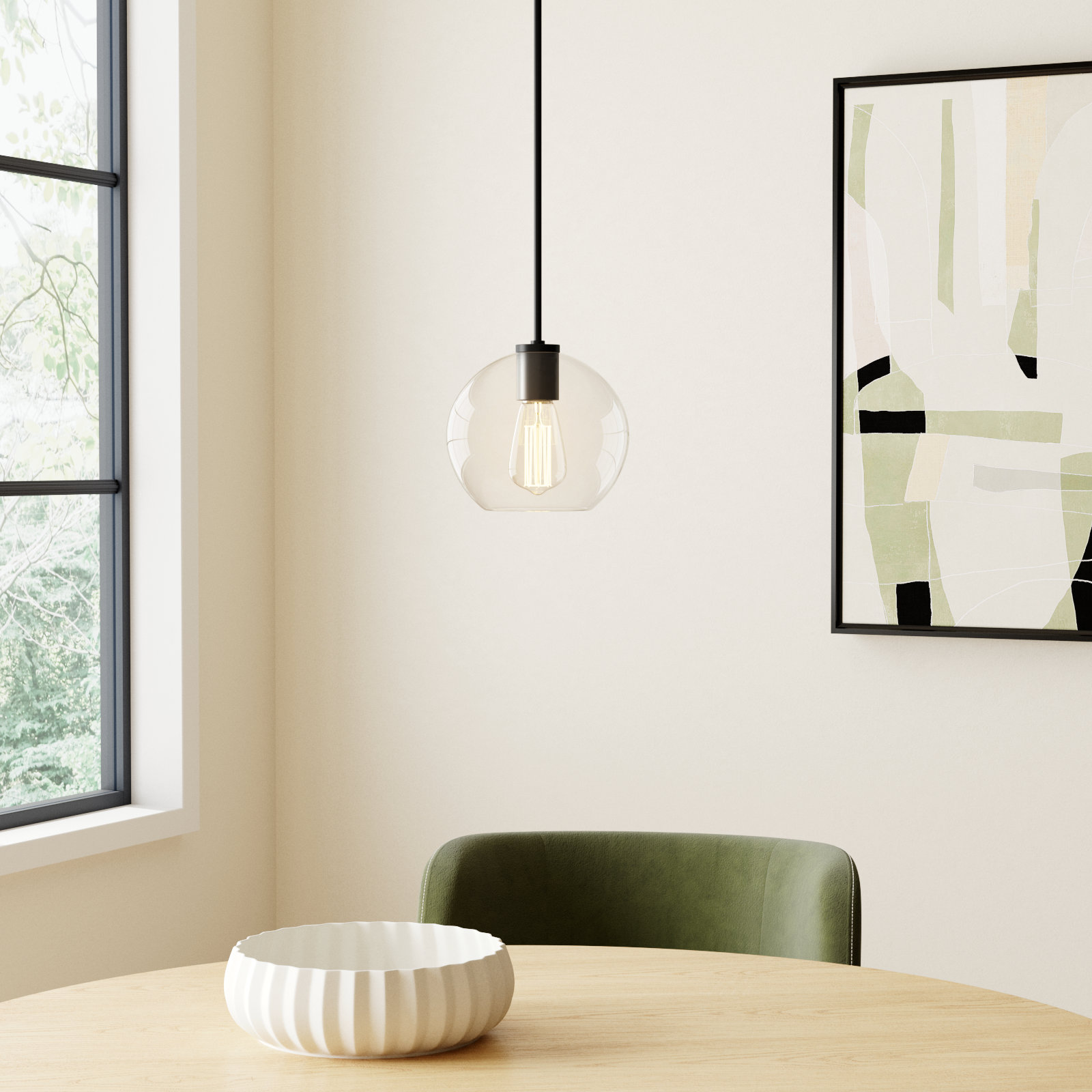 Childerley 1 - Light Single Globe Pendant, Black