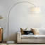 Mason 81 in. Modern Adjustable LED Arched Standing Floor Lamp with Fabric Drum Shade and Weighted Marble Base-1669577600