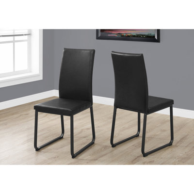 Chaise de salle à manger, ensemble de 2, latérales, rembourrées, cuisine, salle à manger, aspect cuir, métal, contemporain, moderne