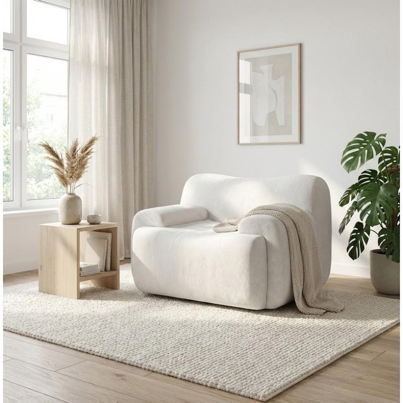 Chaise longue rembourrée Modern, White
