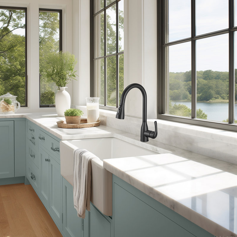 Cobbe Pull Down Kitchen Faucet, Matte Black