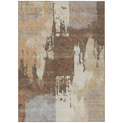 Machine Washable Indoor/Outdoor Chantille ACN2347 Abstract Rug