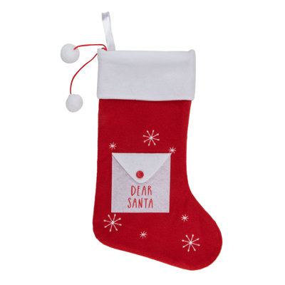 Chaussette de Noël 19 enveloppes "Cher Père Noël" rouge et blanc