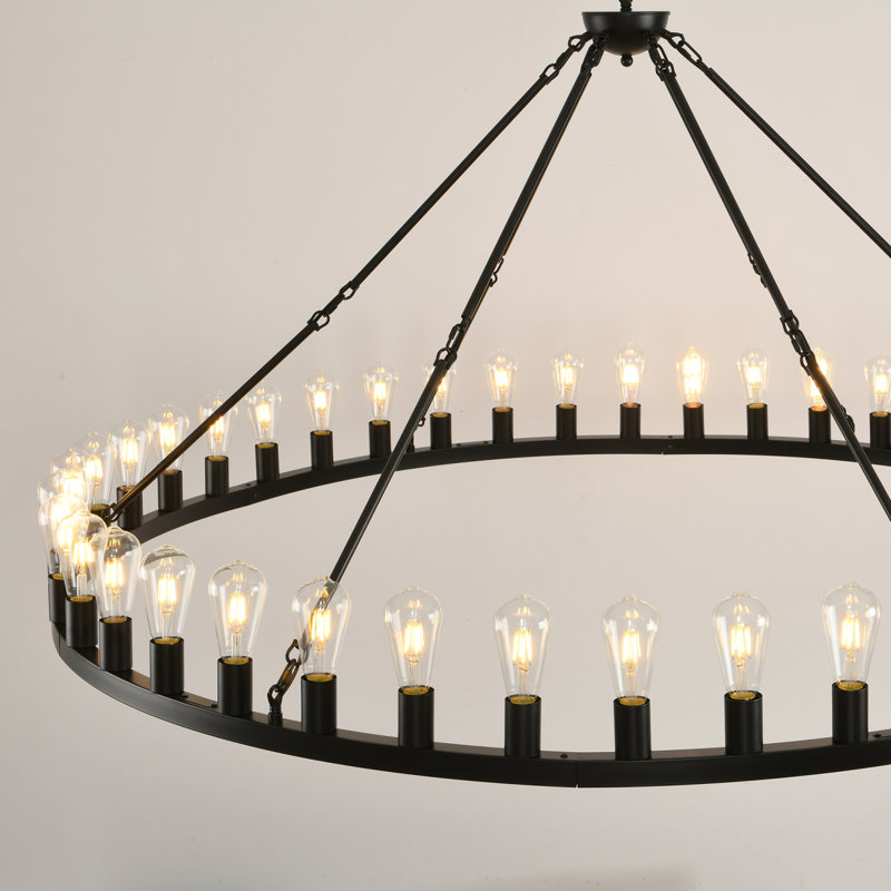 Lustre 64 pouces avec roues en wagon et 30 lumières - base E26