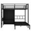 Lit superposé double au-dessus d'un lit simple en métal avec bureau pliant, garde-robe à DEL, peu encombrant / réduit le bruit