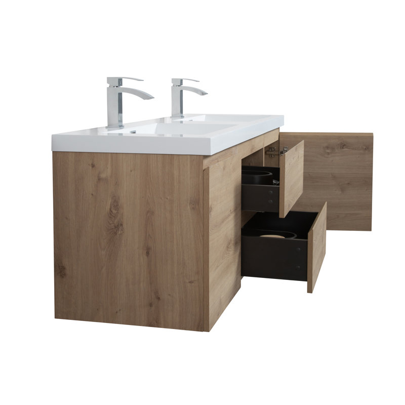 Crotts 59'' Double Bathroom Vanity with Poly Marble Top