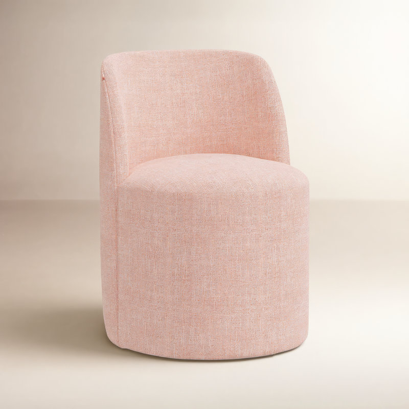 Begonia Upholstered Solid Wood Dining Chair, Zuma Rosequartz Textured Linen