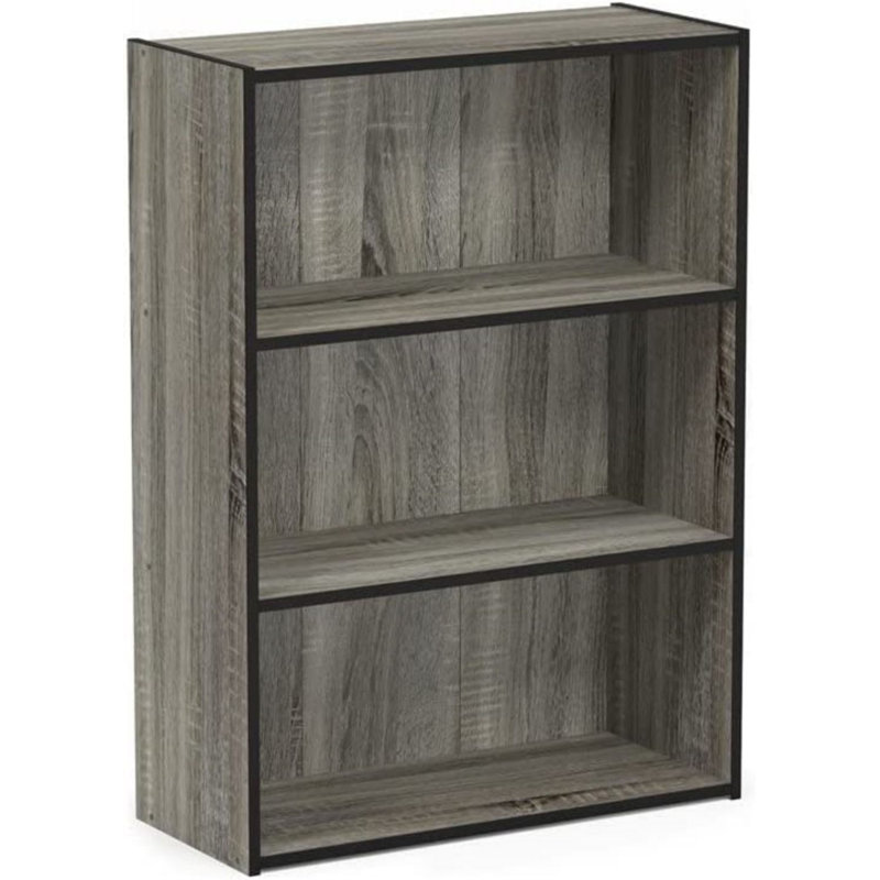 Bibliothèque Furinno Pasir, (3 Shelves) 32" H x 12" W x 9" D, Gris