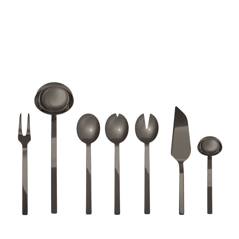 STILE By PININARINA 7 - Piece Stainless Steel Hostess Set, Ice Black Gold