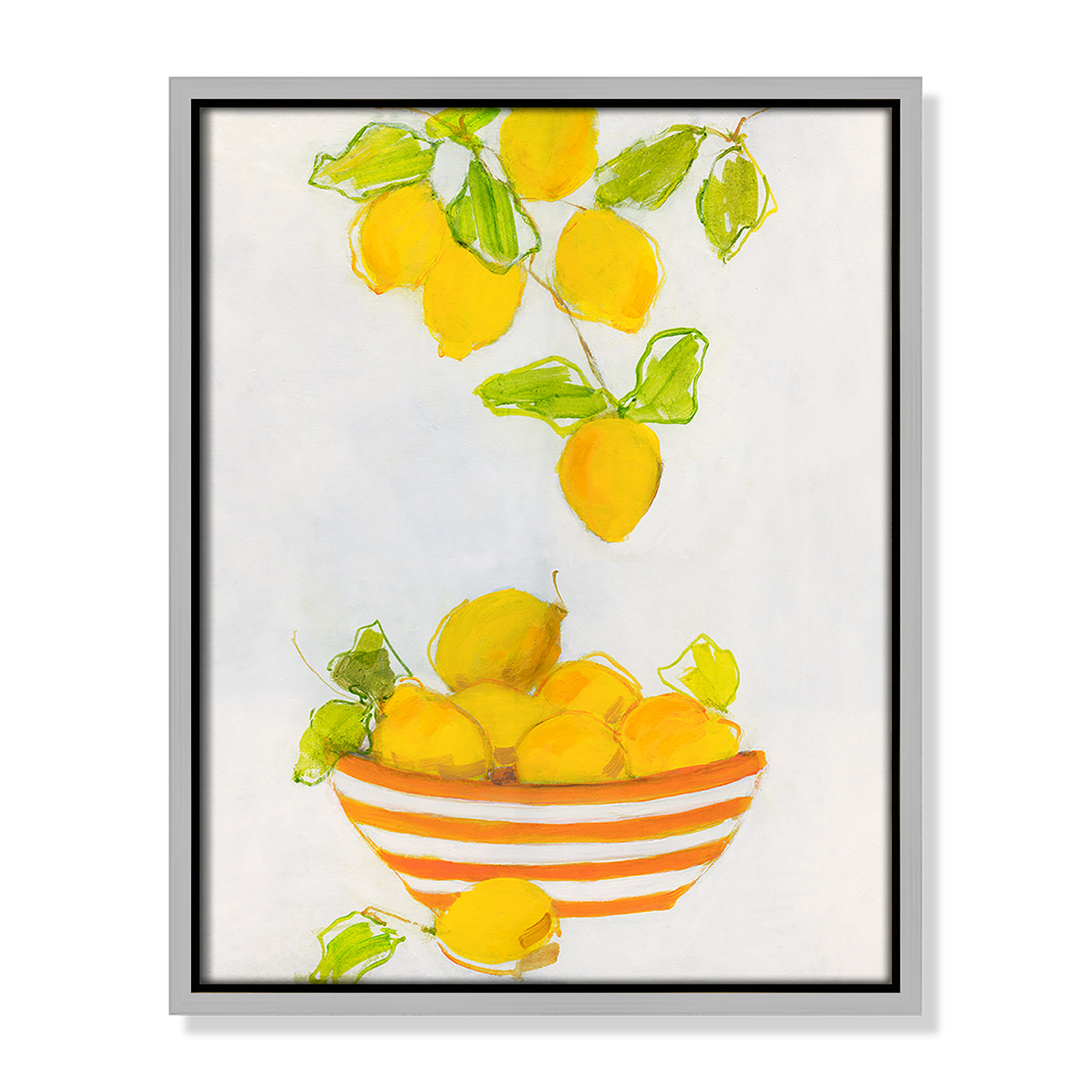 Darcy "Lemonlicious" Painting by Sally Swatland, 15.5" H x 12.5" W x 2" D, Silver Framed Canvas