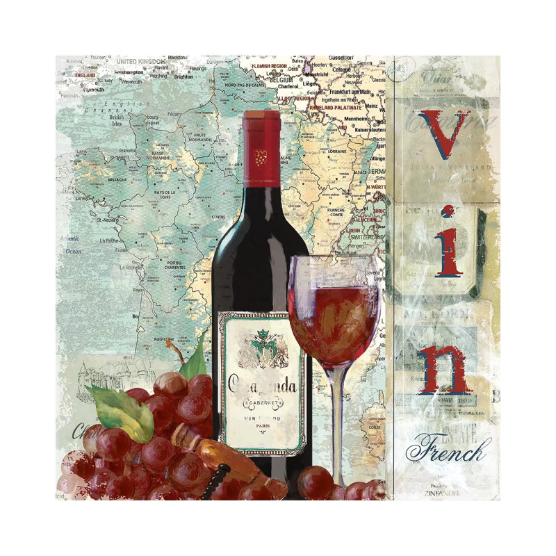 Vin 1 Piece Wall Art on Canvas, 30.48 cm H x 30.48 cm W, Wrapped Canvas