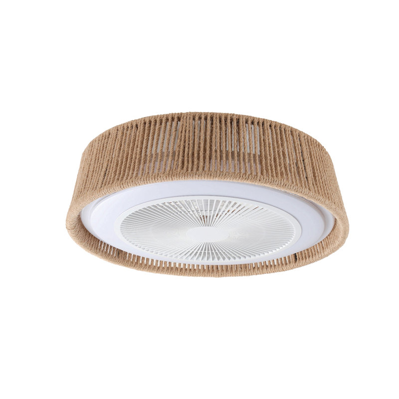 Ventilateur de plafond tressé 21 po Bohemian, télécommande silencieuse avec fonction de minuterie, température de couleur réglable, convient à la chambre à coucher et au salon