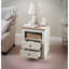 Table d'appoint en bois rustique avec 2 tiroirs, blanc antique pour la chambre à coucher et le salon
