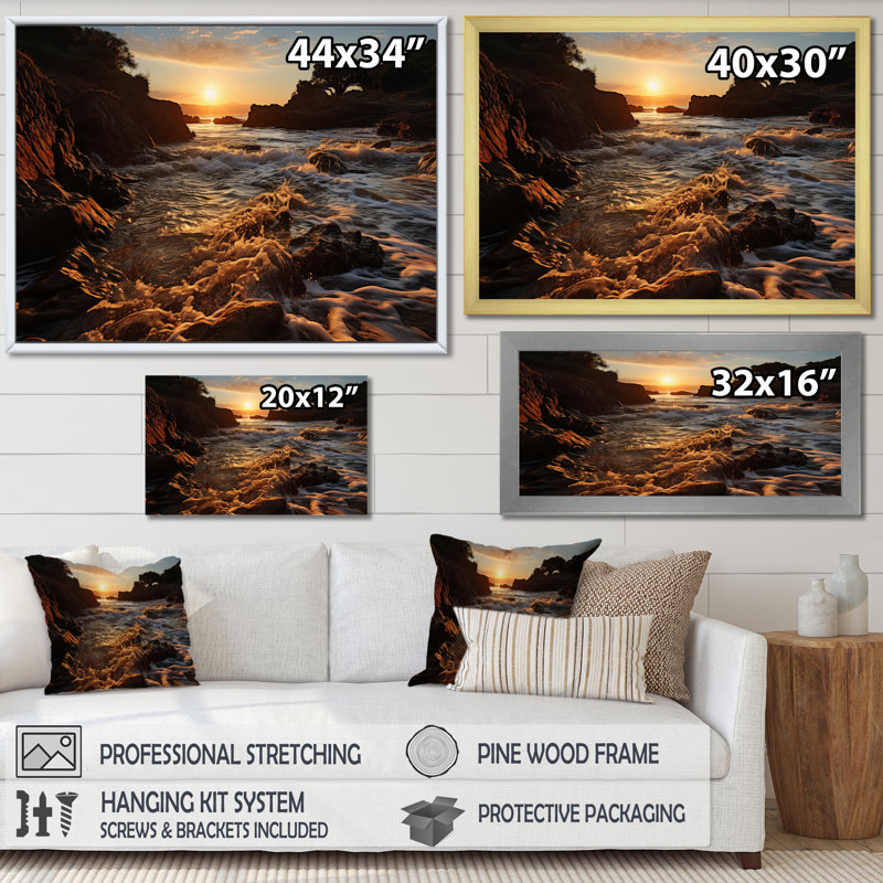 Beach Photo Serene Shores VI - Nautical & Beach Canvas Wall Art, 30" H x 40" W, Cadre flottant noir