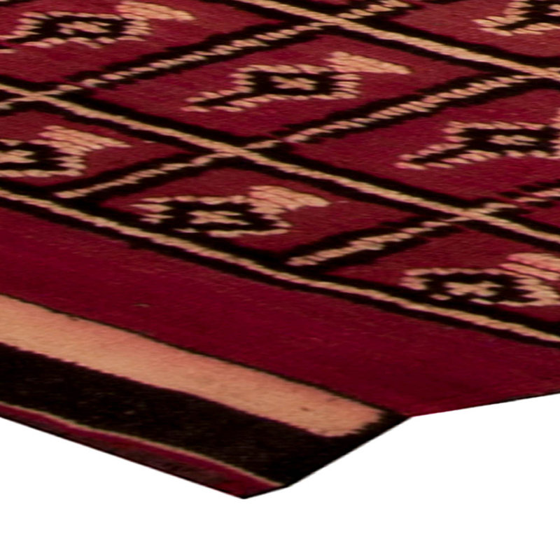 Tapis marocain rétro noué à la main 4 pi 1 po x 12 pi à motif géométrique