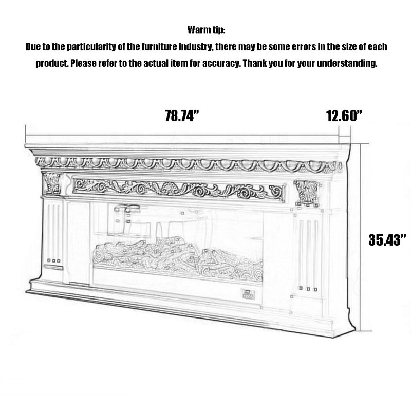 American-style simulated flame electric fireplace, White