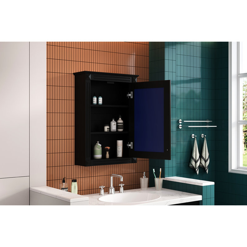 20" Wall - Hung Bathroom Mirror Cabinet With 2 Adjustable Medicine Shelves, Over Toilet Space Utilization, Solid Wood & Construction, Soft Close Door Feature, Modern Decorative Element 20 Inch