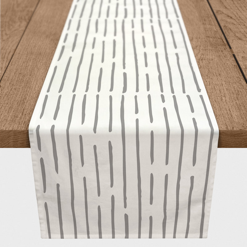 Radegunda Striped Table Runner, 72" x 16", Light Gray
