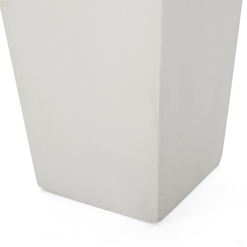 Jardinière d'extérieur moderne en pierre MGO, H 32,5 po x l 13 po x P 13 po, Blanc mat