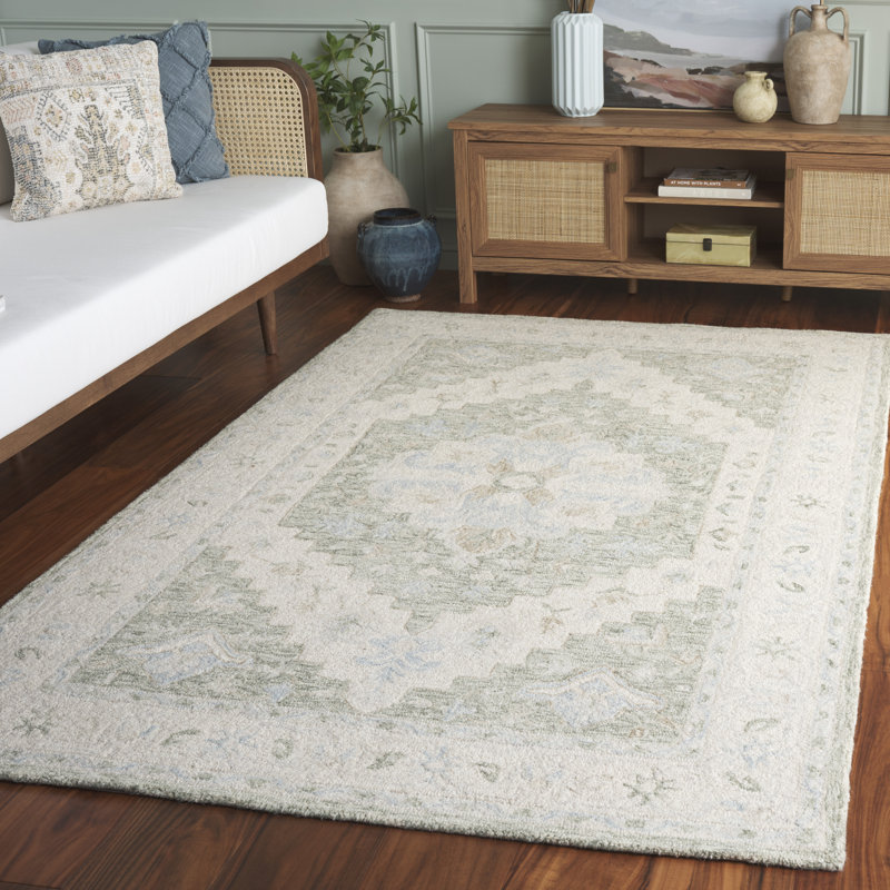 Heritage Hand Tufted Wool Floral Indoor Rug, Rectangle 5' x 8'