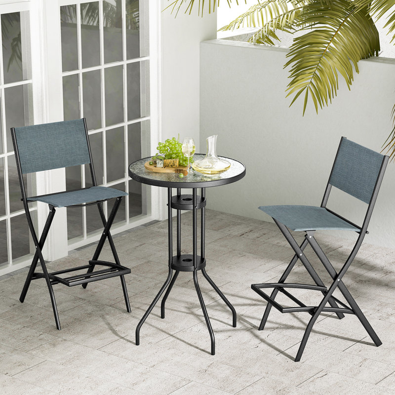 Eyota Counter Stool with Steel Frame, Blue