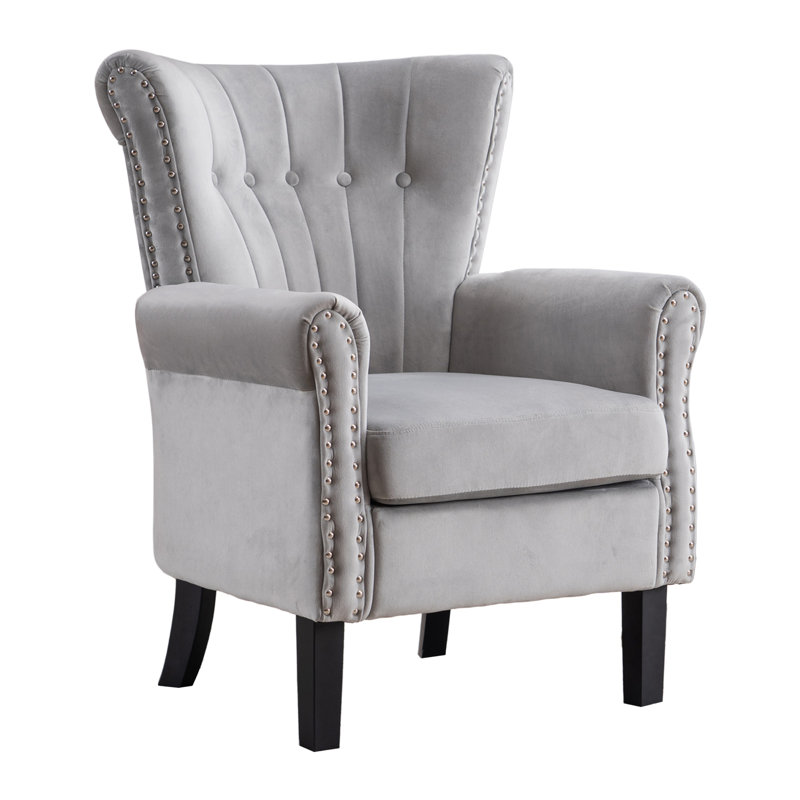Elsien Velvet Armchair, Gray Velvet