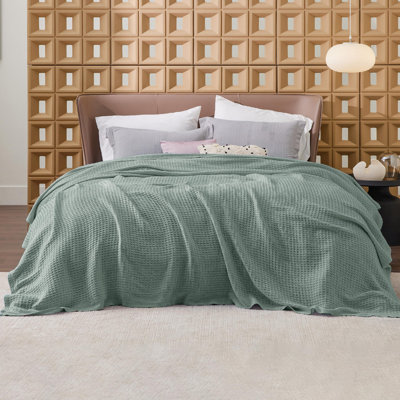 Bedsure Cotton Waffle Weave Throw Blanket