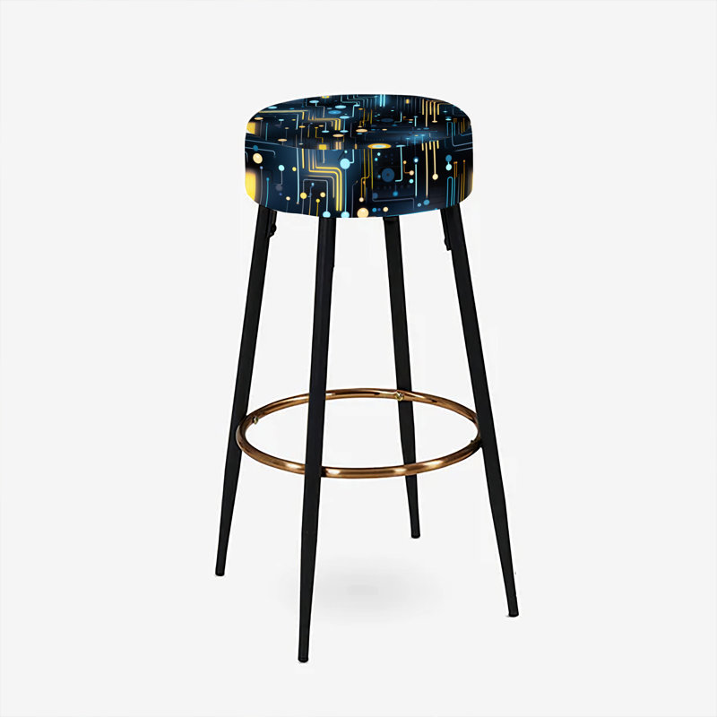 Ensemble de 2 tabourets de bar géométriques à rayures bleues et futuristes