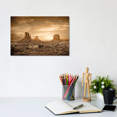 Monument Valley Golden Sunset 1 Piece Wrapped Canvas Wall Art