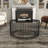 Baylor Black Metal Caged Coffee Table with Shaded Glass Top 32" x 32" x 15"