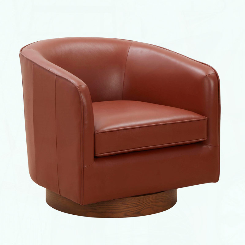 Chaise pivotante en cuir fleur avec siège à ressorts ensachés