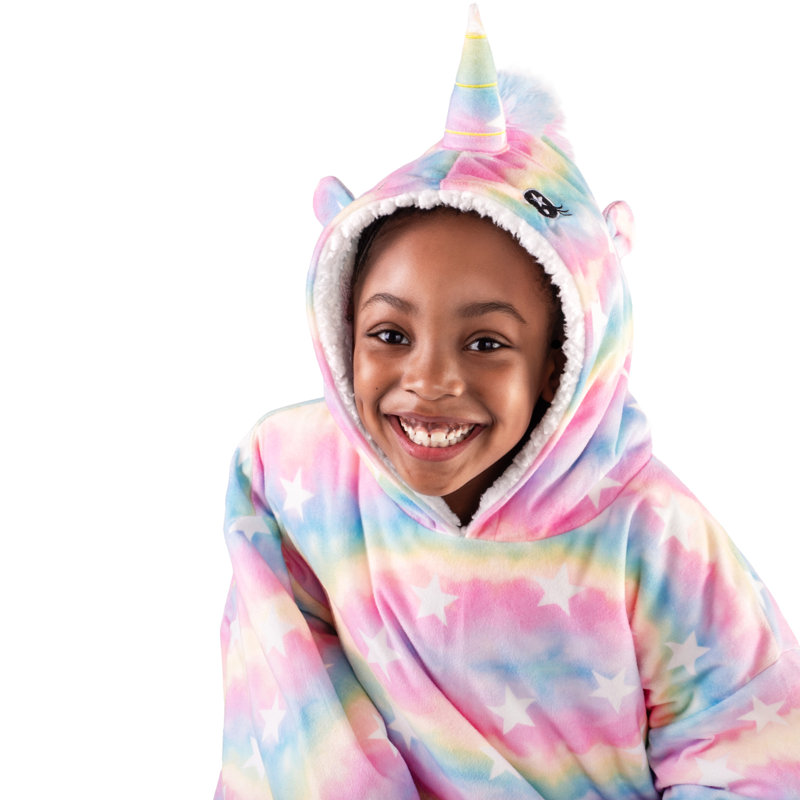 Couverture en sherpa à capuche portable, Licorne, Jeunesse
