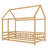 Twin Size Floor Wooden Bed With House Roof Frame, Extra-High Safety Guardrails-1047034813-1047034812