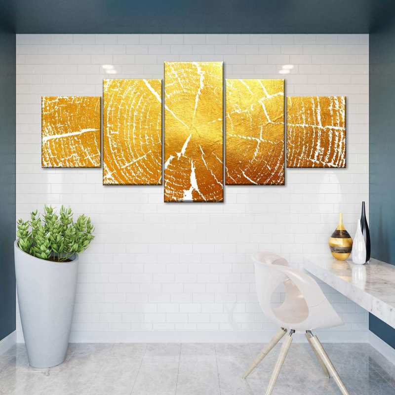 Golden Tree Rings 5 pièces, H 30 po x l 68 po x P 1,25 po