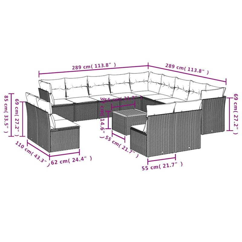Ensemble de canapé de jardin Vidaxl