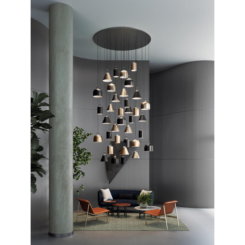 Lodes JIM Cone Suspension Lamp Line-V, Matte Champagne/Gray