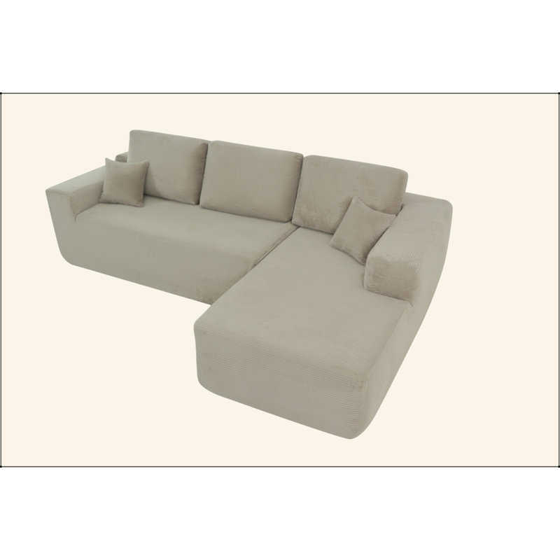 Canapé modulaire Cloud avec méridienne en forme de L, canapé modulaire moderne avec assise profonde, fauteuils rembourrés pour la chambre à coucher du salon, aucun assemblage requis (tissu velours côtelé)