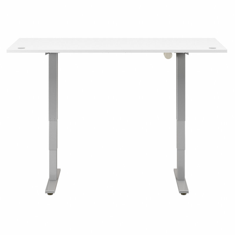 Cabot Adjustable Standing Desk, 28.17" H x 71.02" W x 29.37" D, White/Cool Gray Metallic