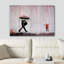 Banksy, arc-en-ciel coloré, un homme et une fille graffiti, Street Art Home Decor, impression sur toile-97558487-97558488-119461166