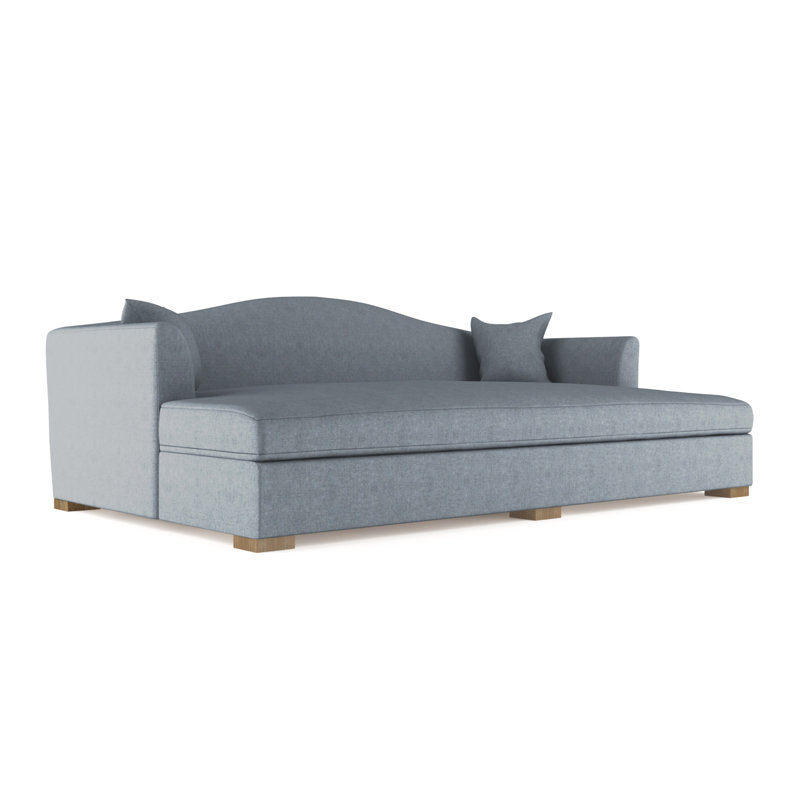 Horatio Camelback Taper Curved-Arm Daybed, Vintage Leather Alabaster, Weathered