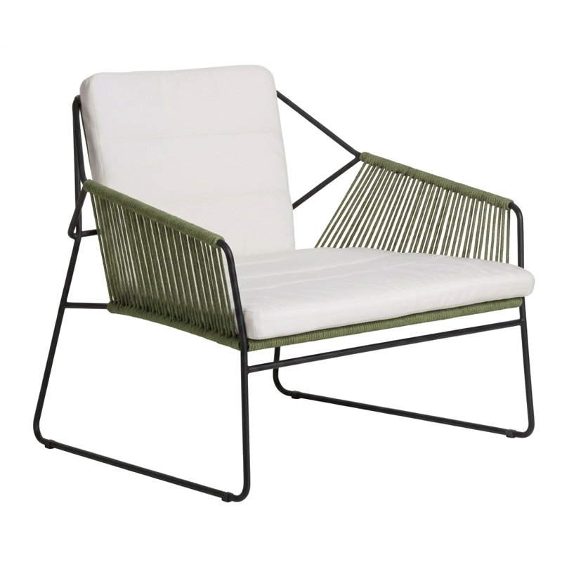 Sandur Patio Chair with Cushions, Green Rope/Anthracite Frame, Canvas Natural