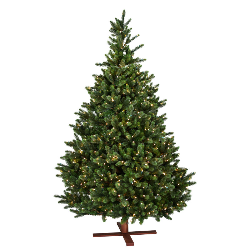 Lighted Artificial Spruce Christmas Tree, 6.5ft H x 4.07ft W x 4.07ft D