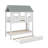Twin Size House Bunk Bed With Trundle,Roof And Windows