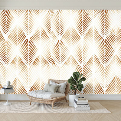 Peel and Stick Wallpaper 96" W x 69" H Modern Self Adhesive Wall Mural for Bedroom Vintage Luxury Gold Geometric Shapes Golden Glitter Texture White