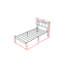 Lit plateforme simple en métal de 14 pouces avec tête de lit noire avec rangement en C, type à DEL et support de construction fiable-637606674