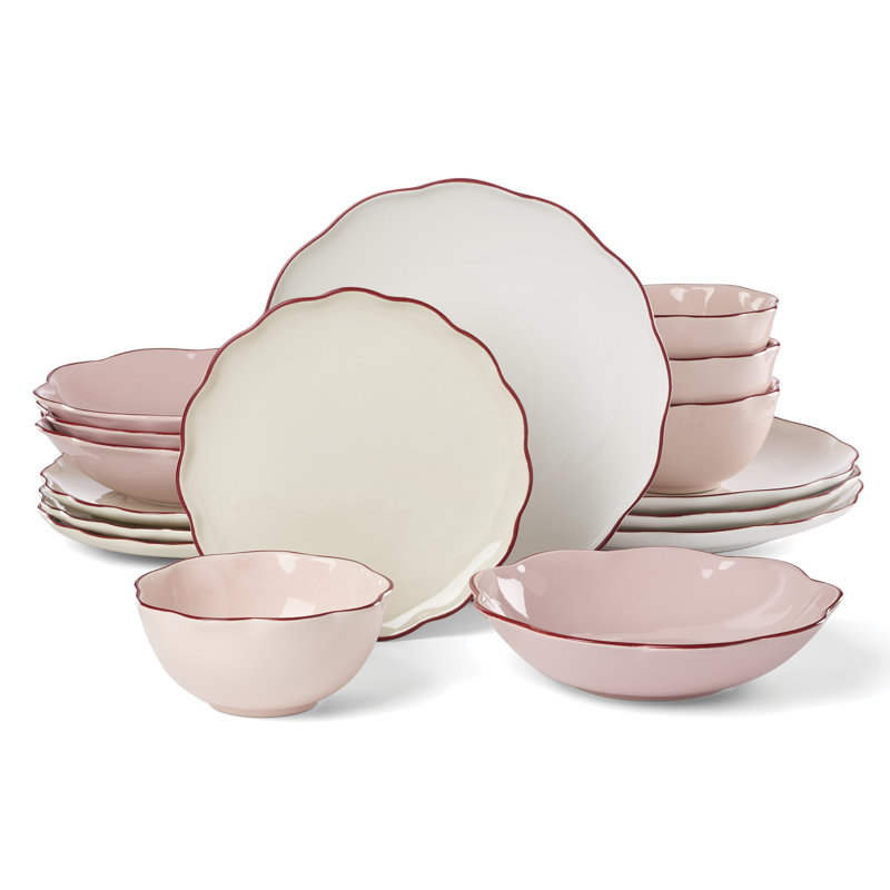 Garden Party 16-Piece Dinnerware Set, Pink
