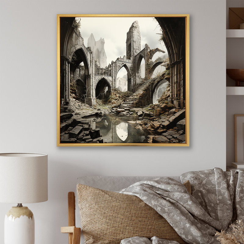 Reproduction d'art sur toile, H 16 po x l 16 po x P 1 po, Cadre flottant doré