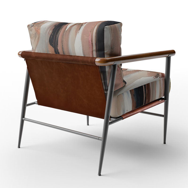 Fauteuil brun et noir au-delà de la limite I - rembourré avec accoudoirs contemporain et fauteuil moderne abstrait, Noir