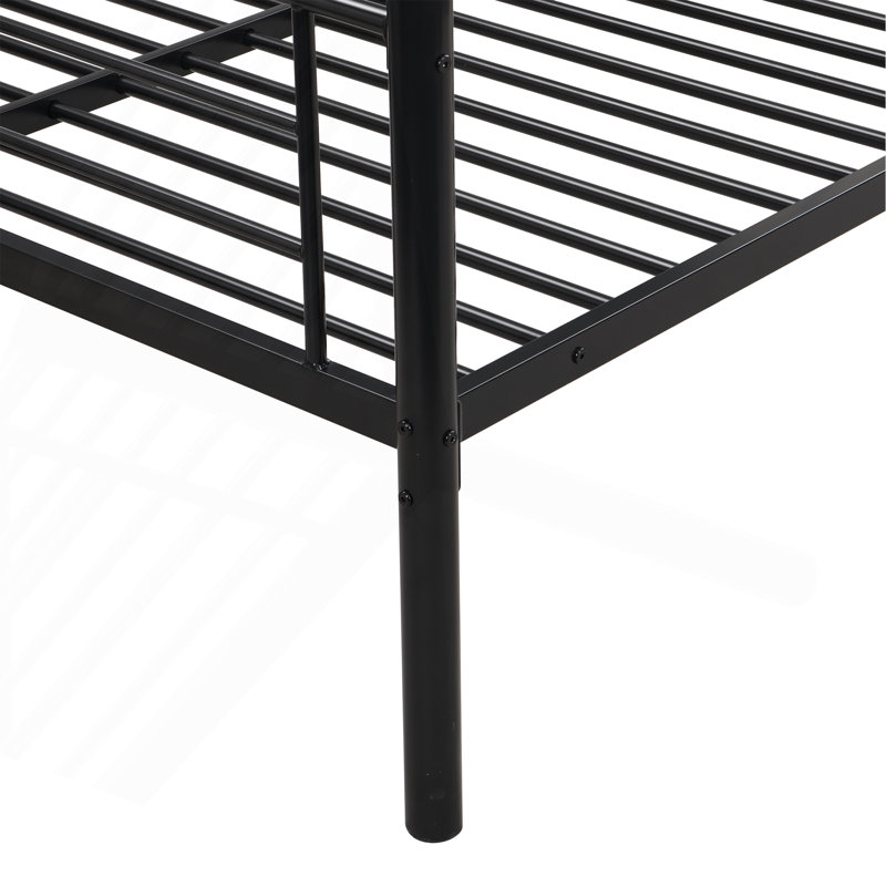 Lit simple superposé au dessus d'un lit double avec lit gigogne en métal, aucun sommier requis, assemblage facile